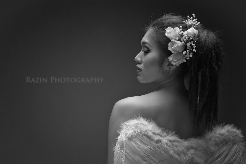 Woman with Floral Hair — Black, Dramatic