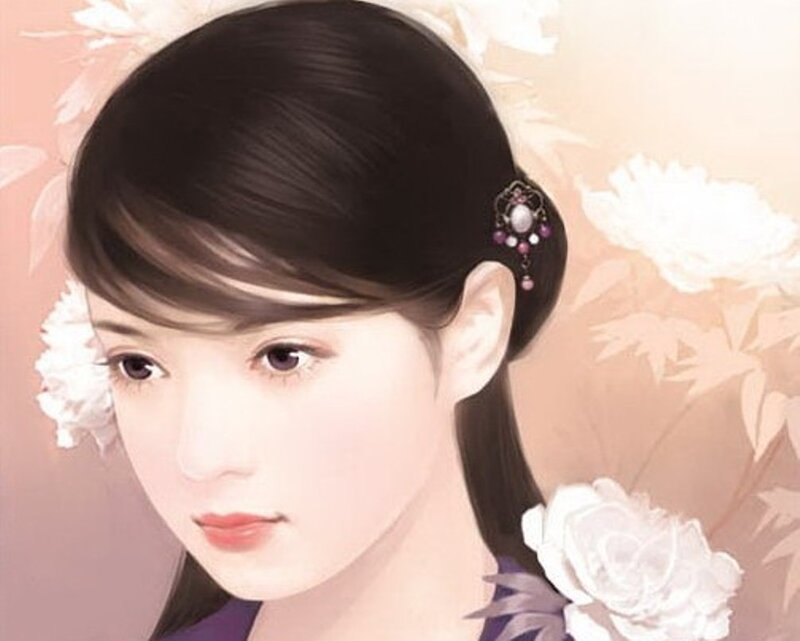 woman with floral hairpin