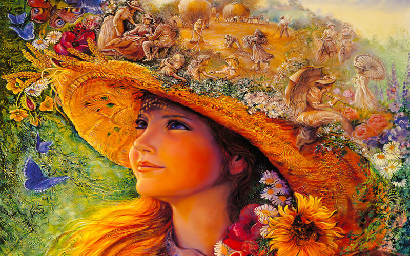 woman with floral hat