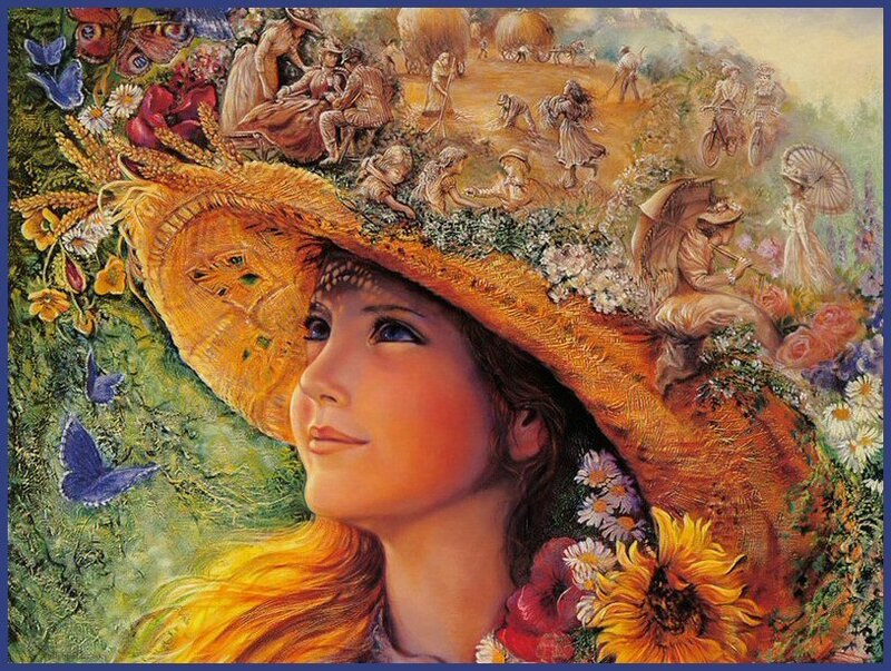 woman with floral hat