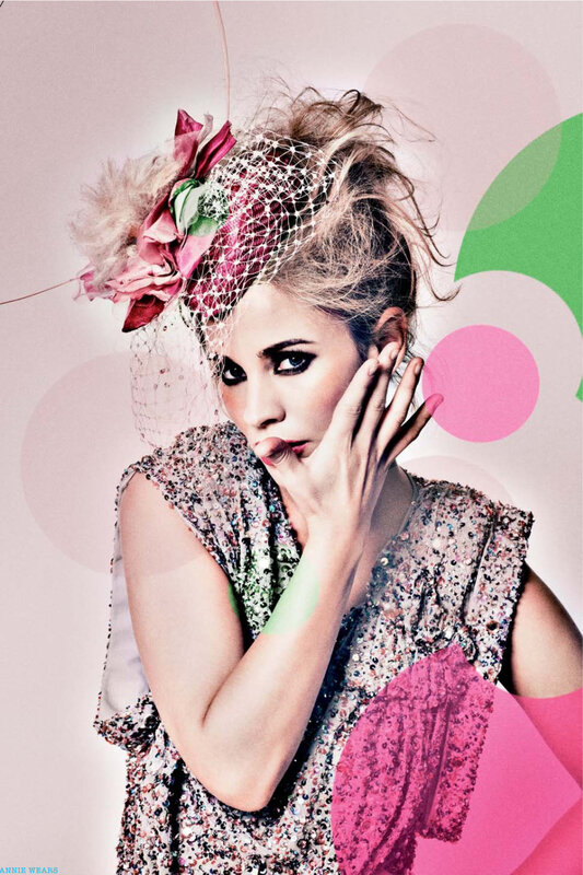 woman with floral hat and sequins