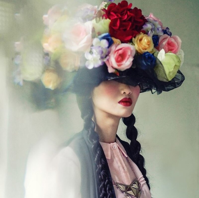 Woman with Floral Hat — Pink