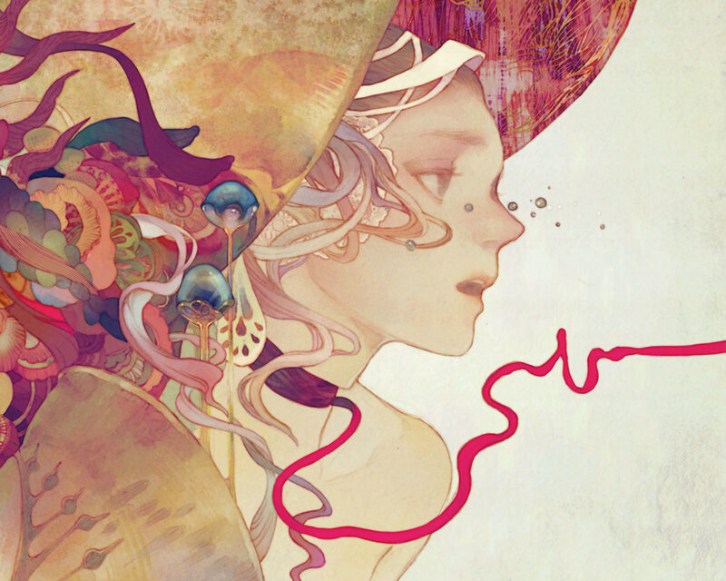 Woman with Floral Headdress — Pink, Dreamy