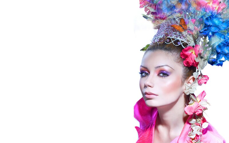 woman with floral headpiece