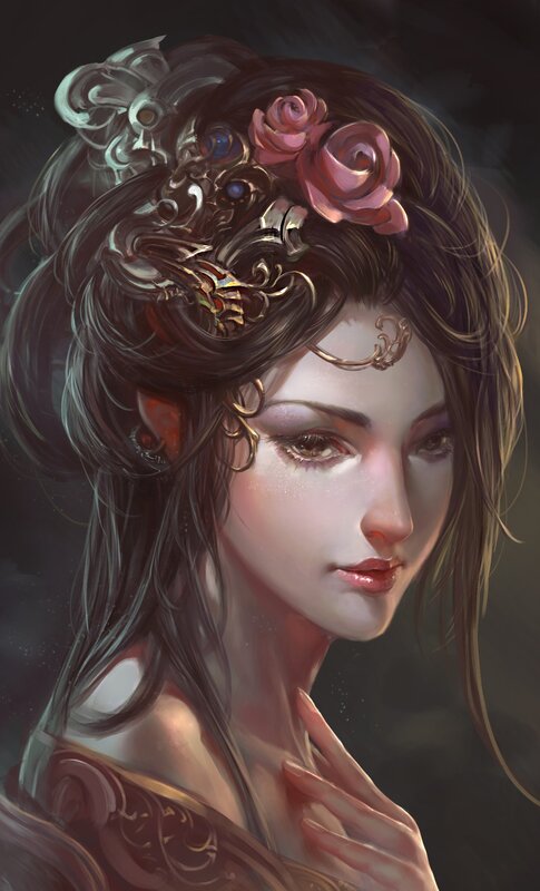 woman with floral headpiece