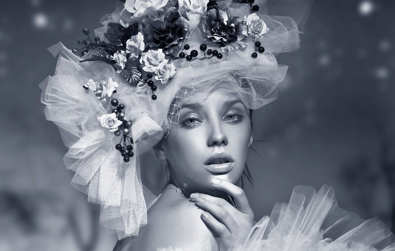 woman with floral headpiece