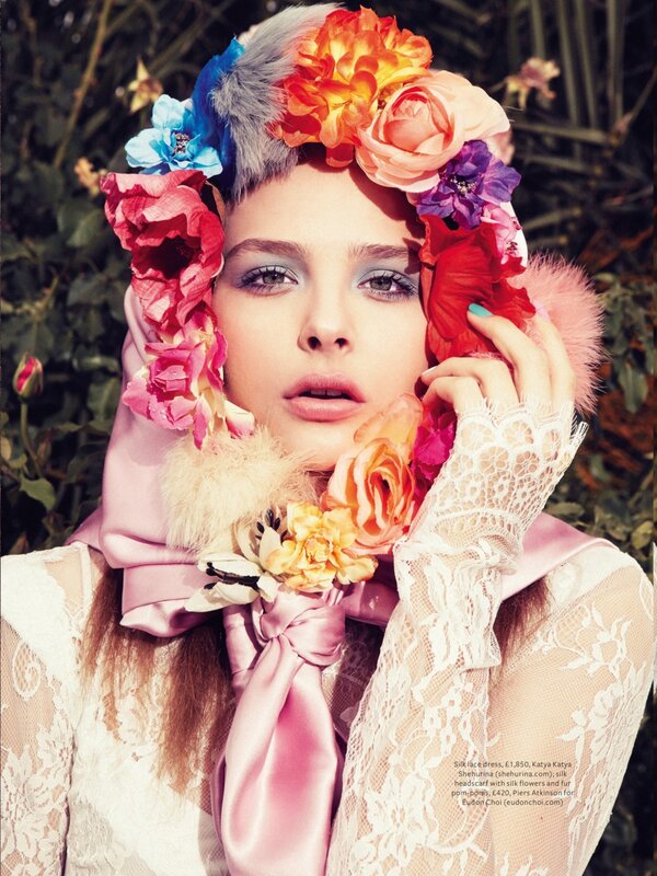 woman with floral headpiece