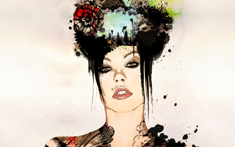 woman with floral headpiece
