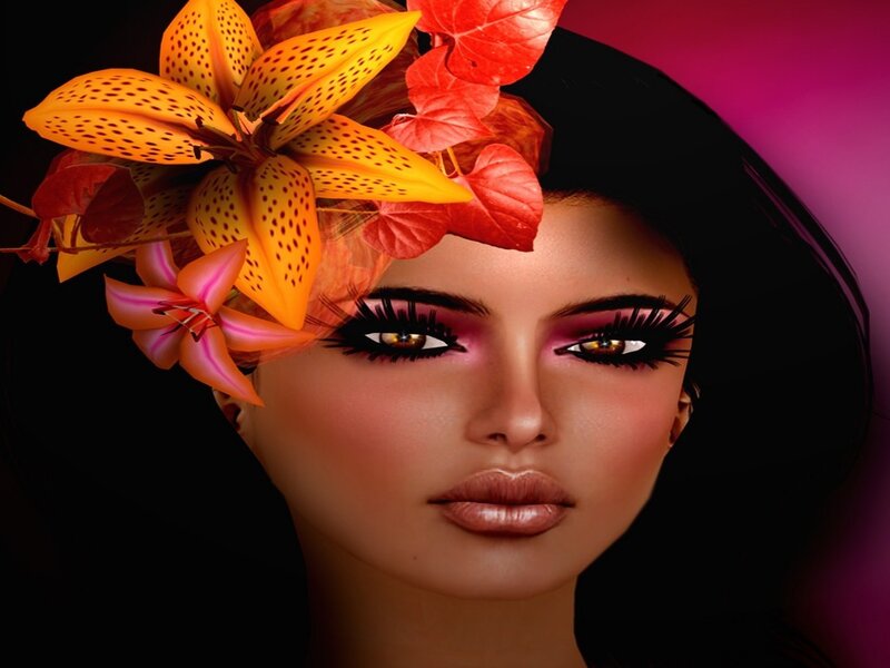 Woman with Floral Headpiece — Black