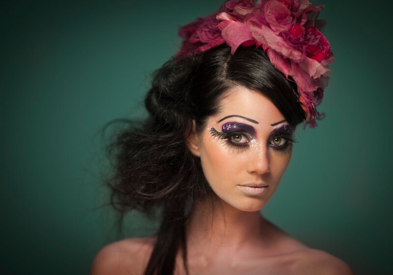 Woman with Floral Headpiece — Green, Dramatic
