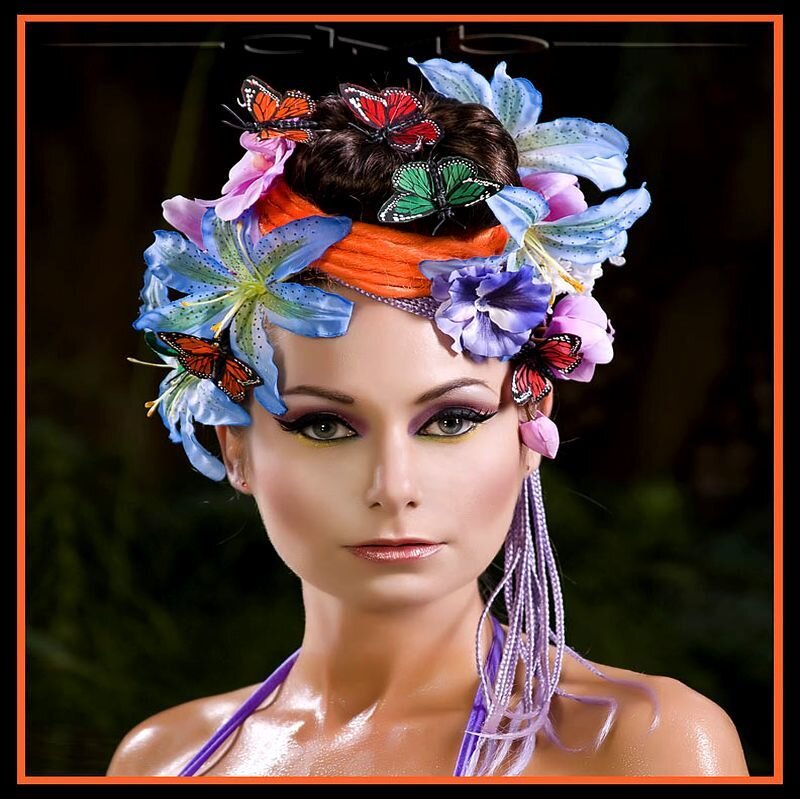 Woman with Floral Headpiece — Purple, Dramatic