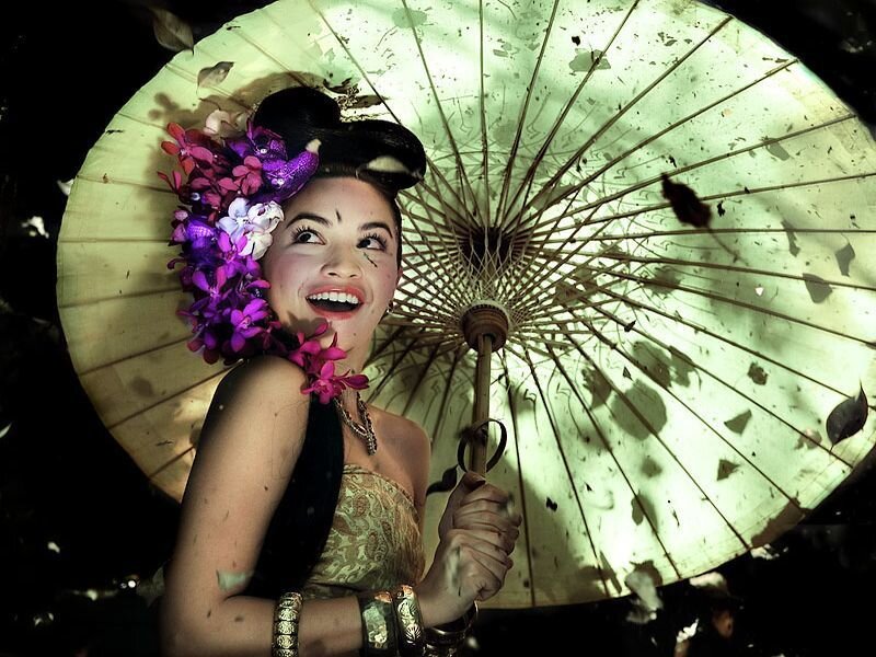 Woman with Floral Headpiece — Purple
