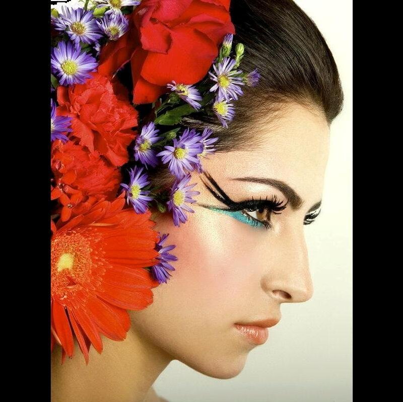 Woman with Floral Headpiece — Red