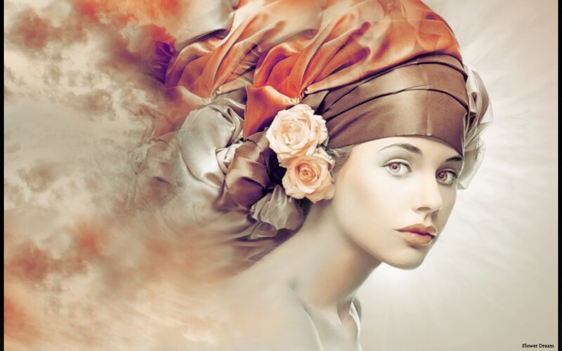 woman with floral headwrap