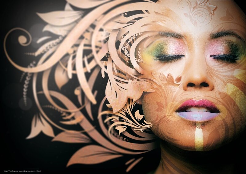 woman with floral makeup