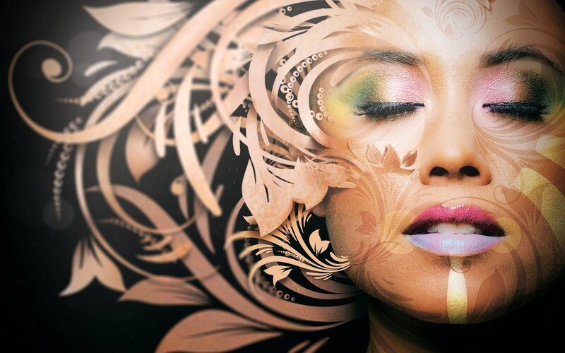 woman with floral makeup art
