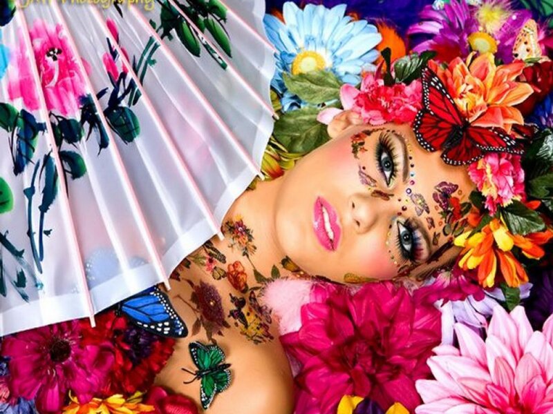 Woman with Floral Makeup — Pink, Vibrant