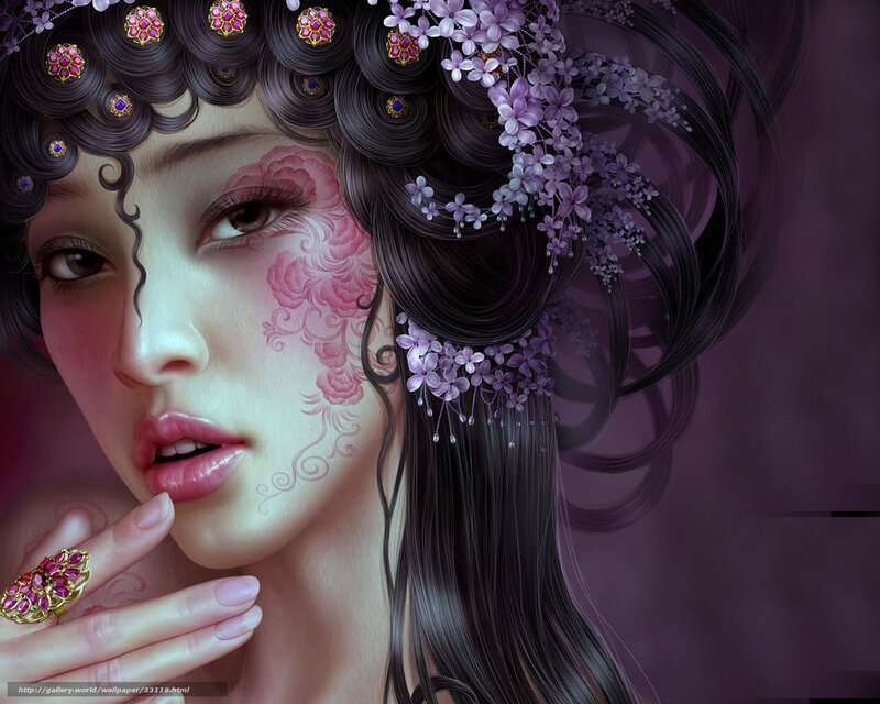 woman with floral makeup