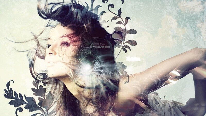 woman with floral overlay