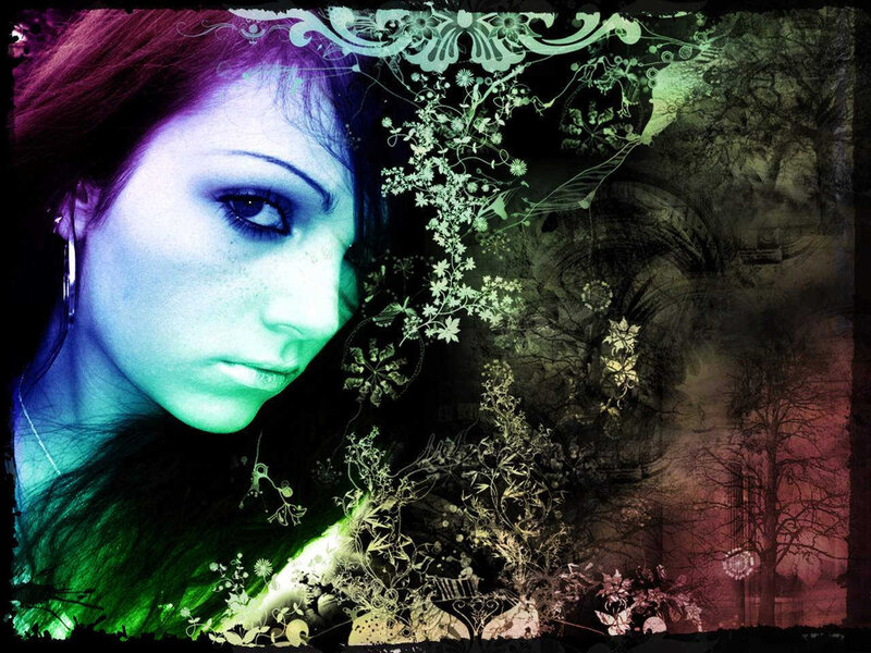woman with floral overlay