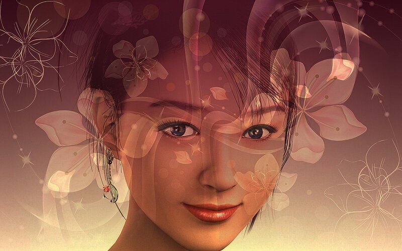 woman with floral overlay