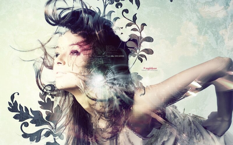 woman with floral overlay