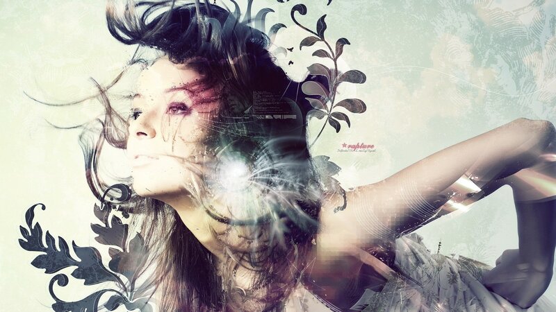 woman with floral overlay