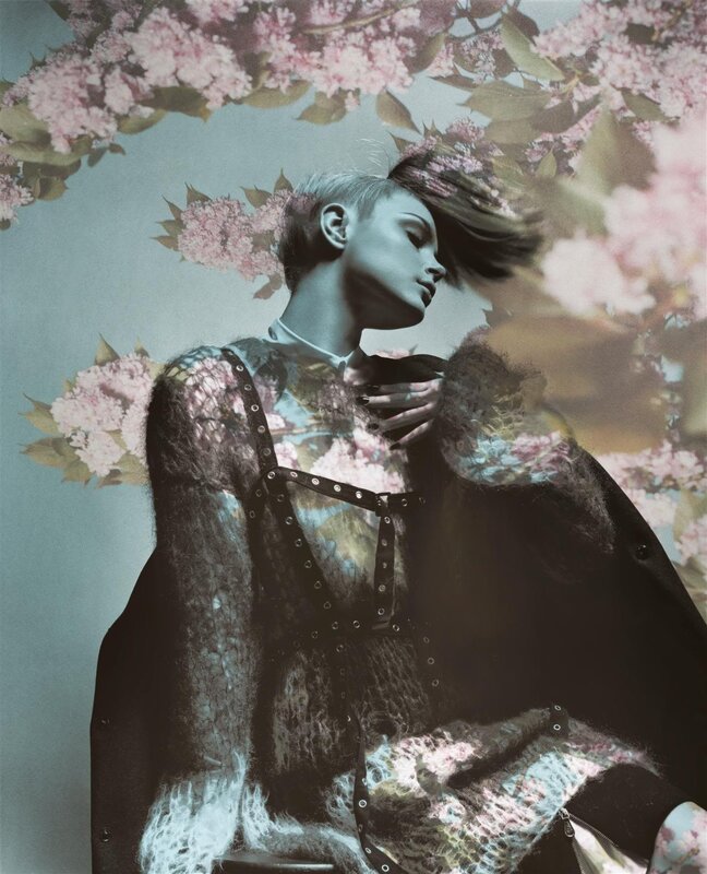 woman with floral overlay