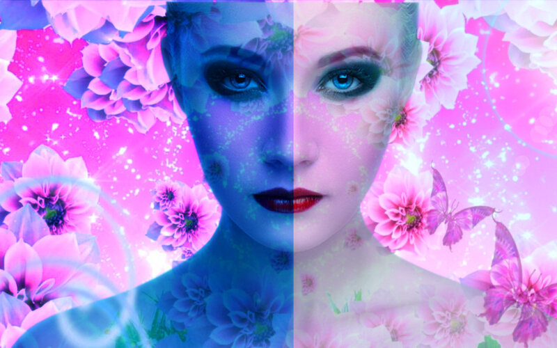 Woman with Floral Overlay — Pink