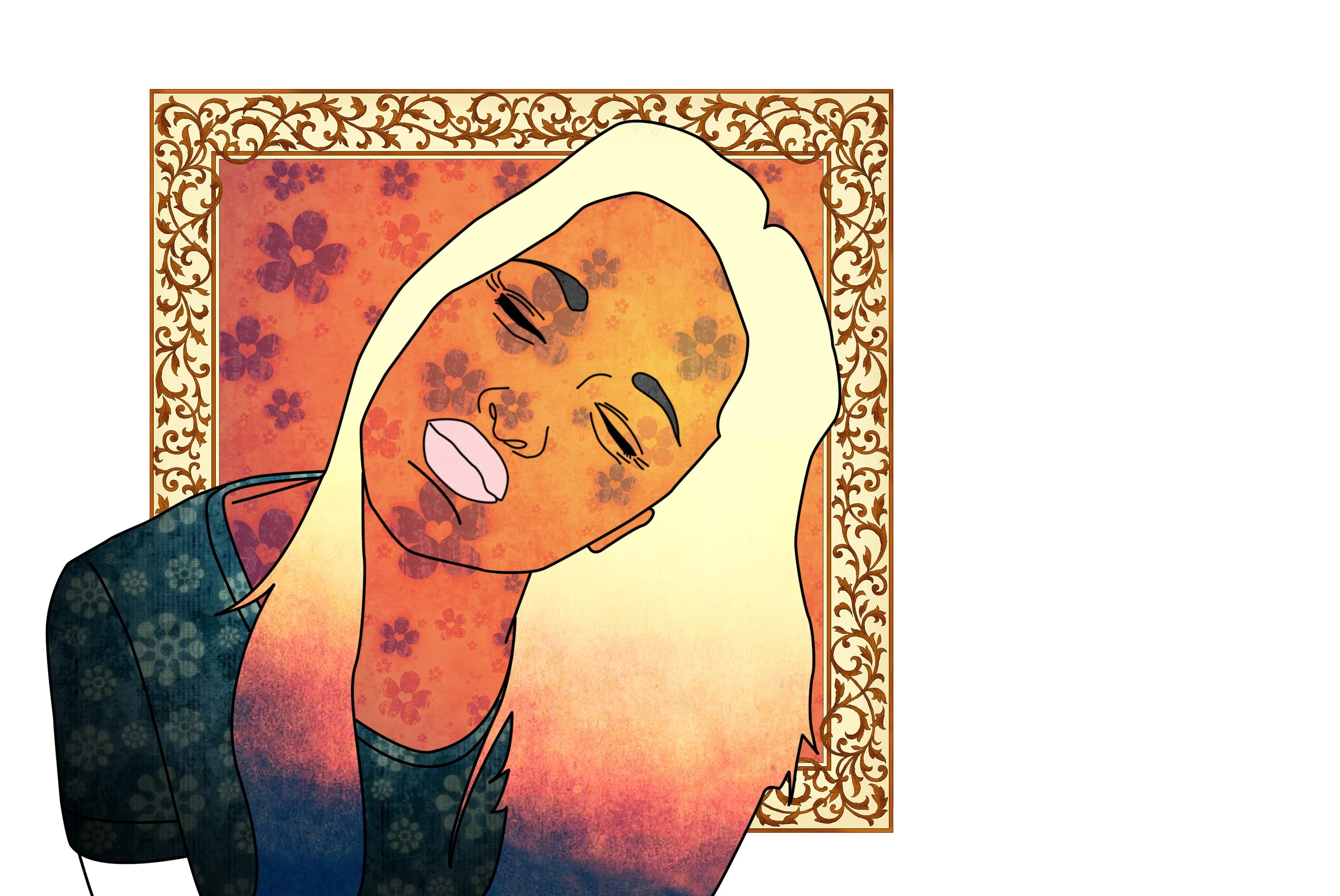 woman with floral pattern