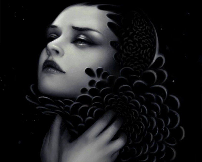 Woman with Floral Pattern — Black