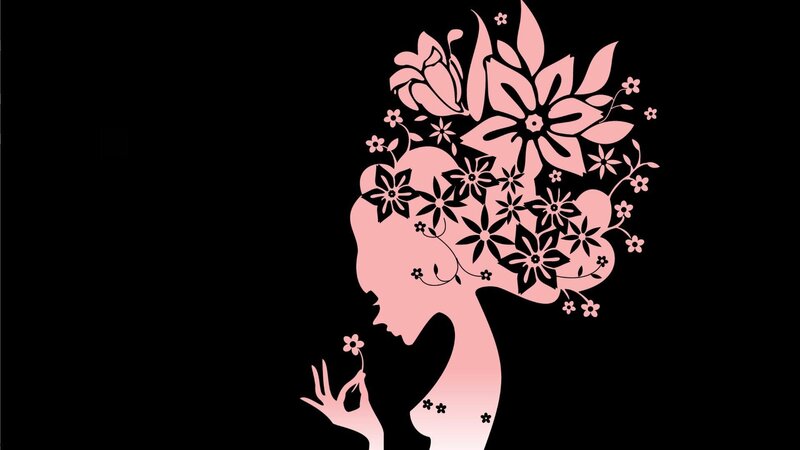 woman with floral silhouette