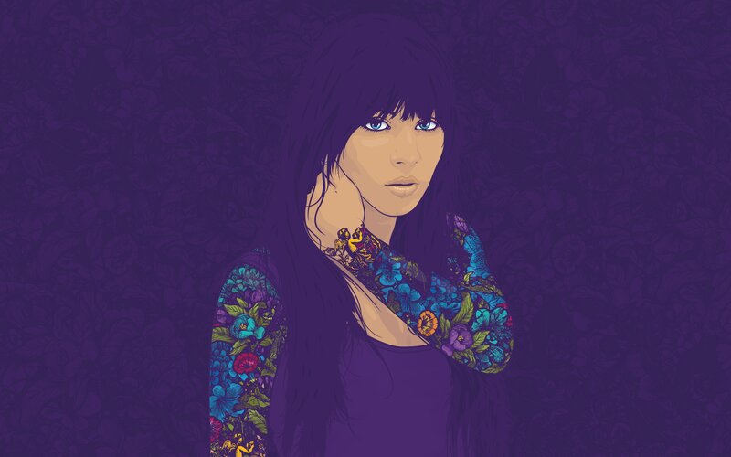 woman with floral sleeves