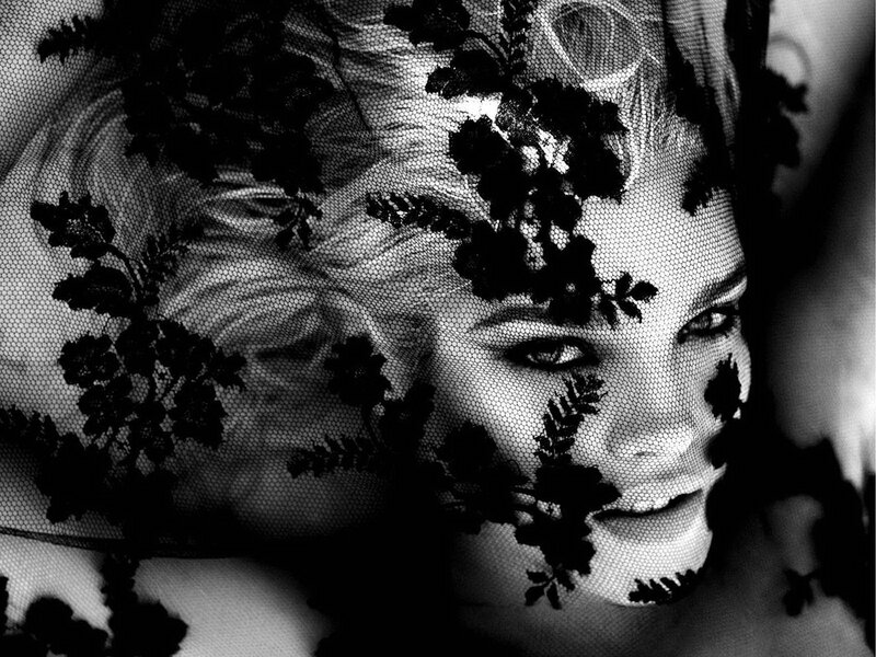 woman with floral veil
