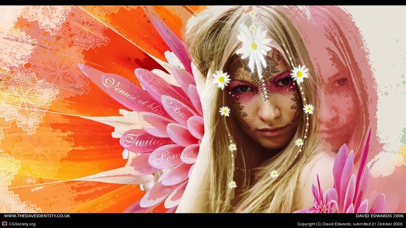 Woman with Floral Wings — Orange