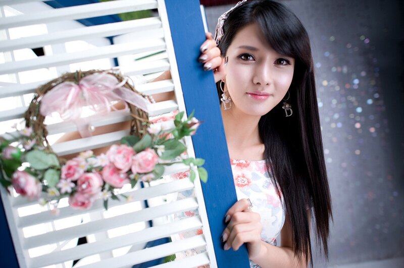 woman with floral wreath