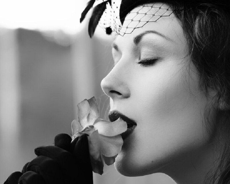 woman with flower and veil
