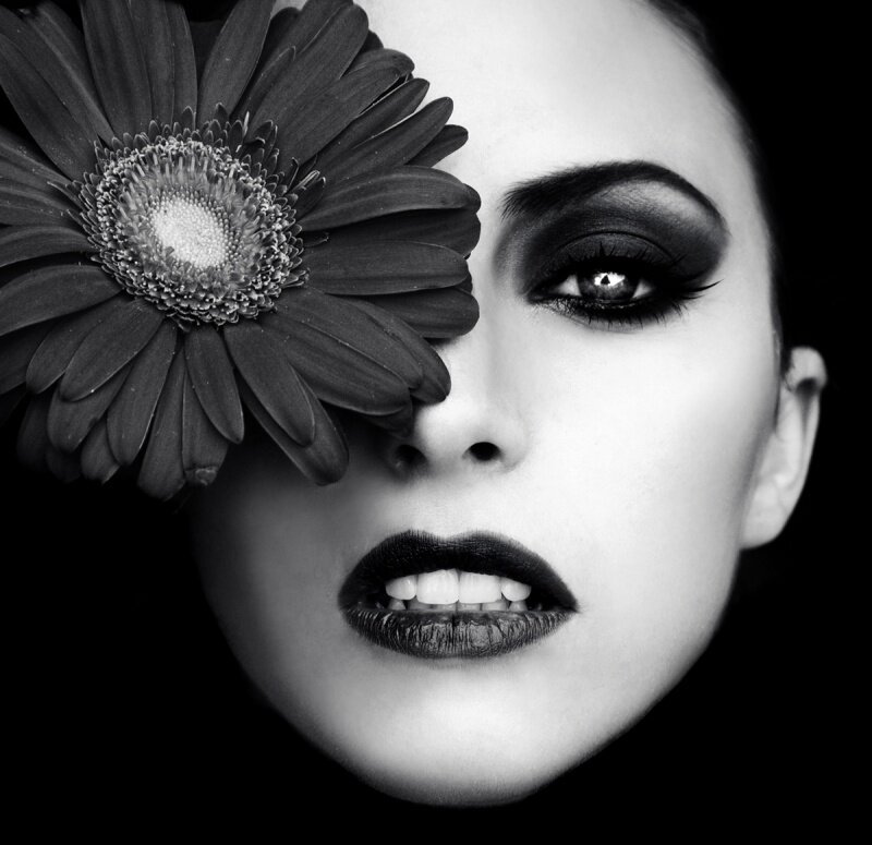 Woman with Flower — Black