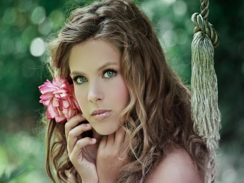 Woman with Flower — Brown, Serene