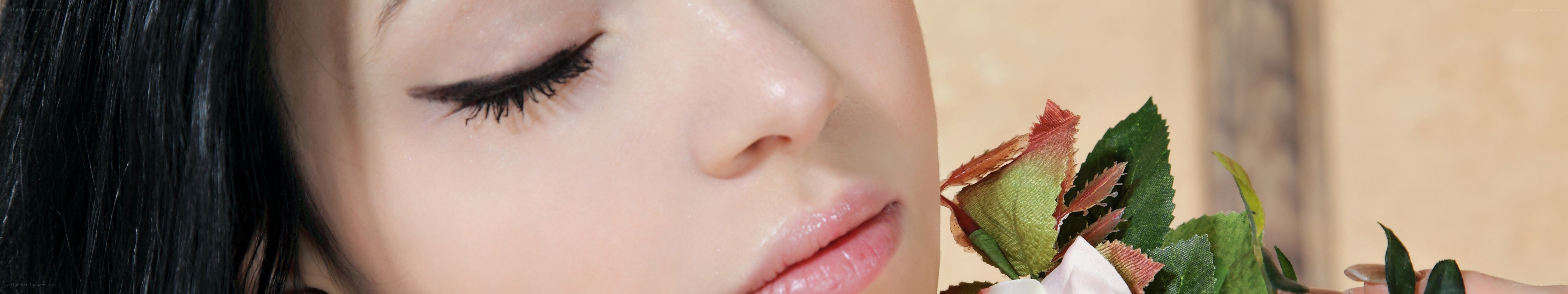woman with flower close-up