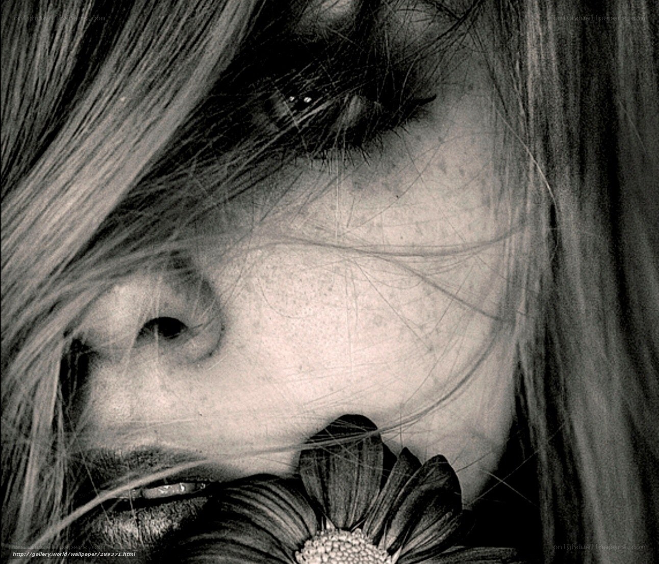 woman with flower close-up