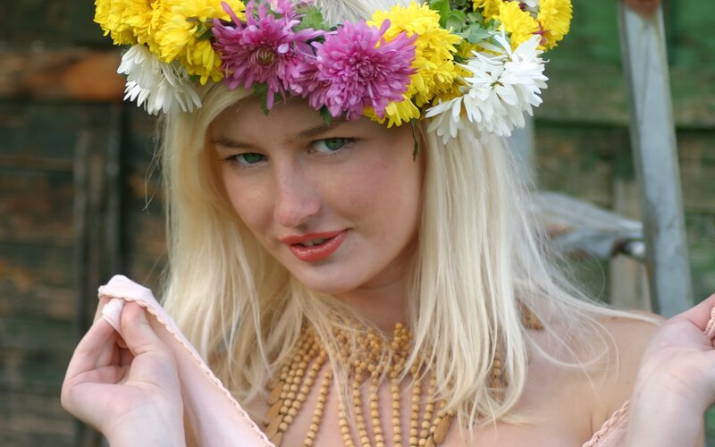 woman with flower crown