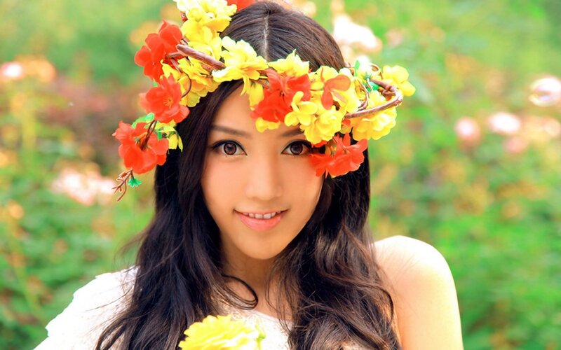 woman with flower crown