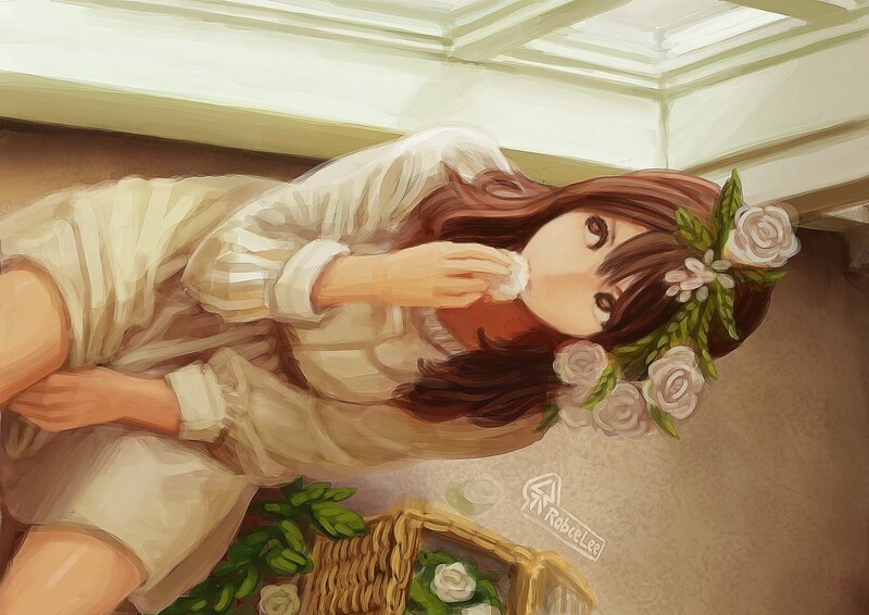 Woman with Flower Crown — Beige