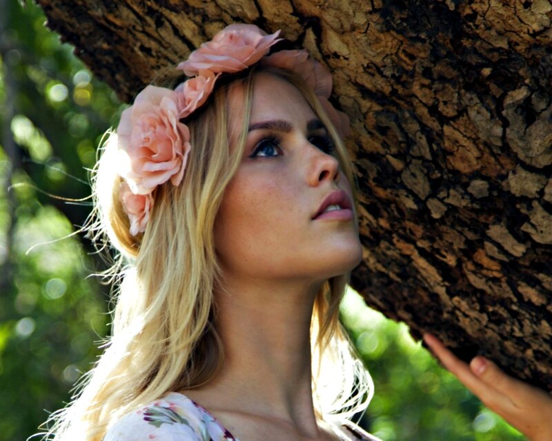 Woman with Flower Crown — Blonde, Serene, Afternoon