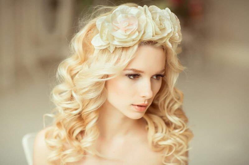 Woman with Flower Crown — Blonde, Serene, Photograph