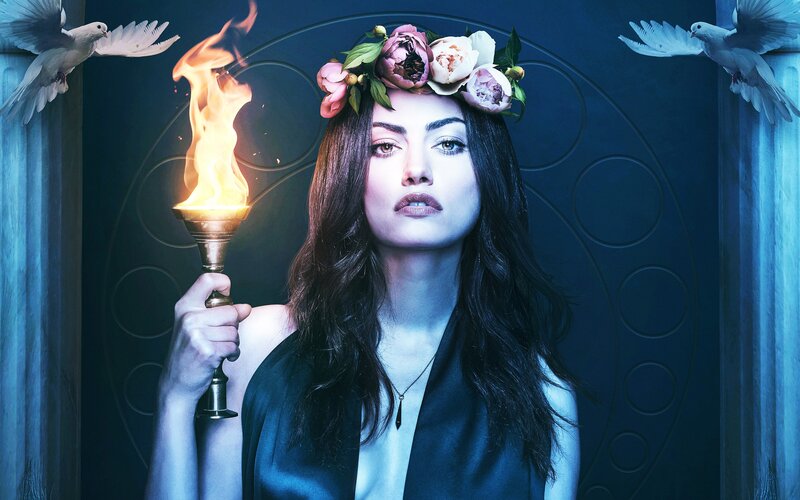 Woman with Flower Crown — Blue, Dramatic, Digital Art