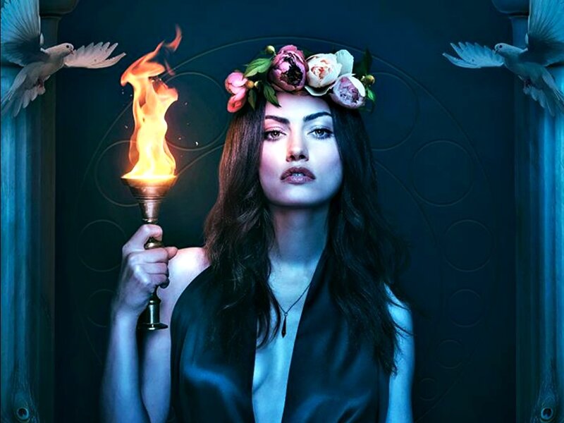 Woman with Flower Crown — Blue, Dramatic, Night, Digital Art, Torch
