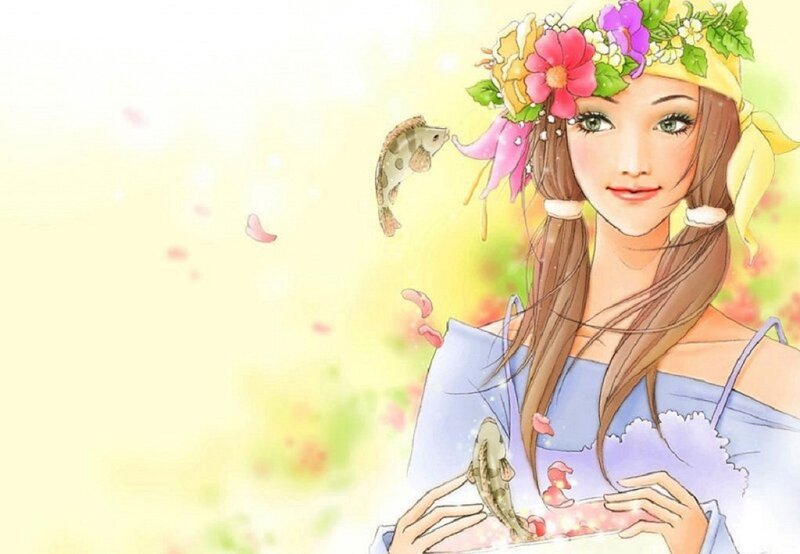 Woman with Flower Crown — Blue, Serene, Spring