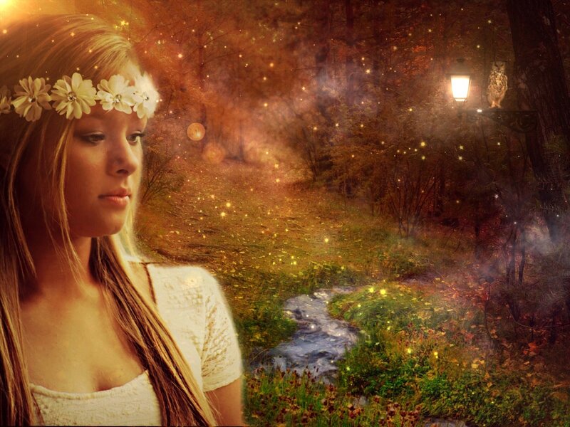Woman with Flower Crown — Brown, Magical